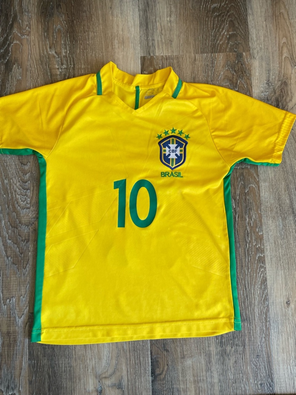 Brazil National Team #10 Neymar Jr Youth Soccer Jersey - Yellow youth medium